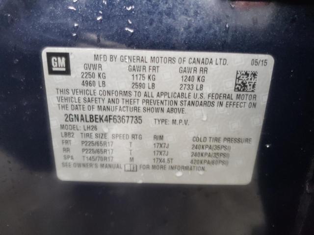 2015 CHEVROLET EQUINOX LT 2GNALBEK4F6367735