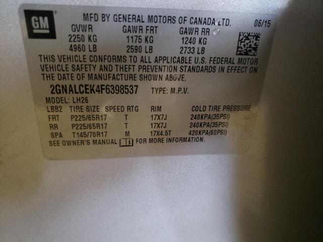 2015 CHEVROLET EQUINOX LT 2GNALCEK4F6398537