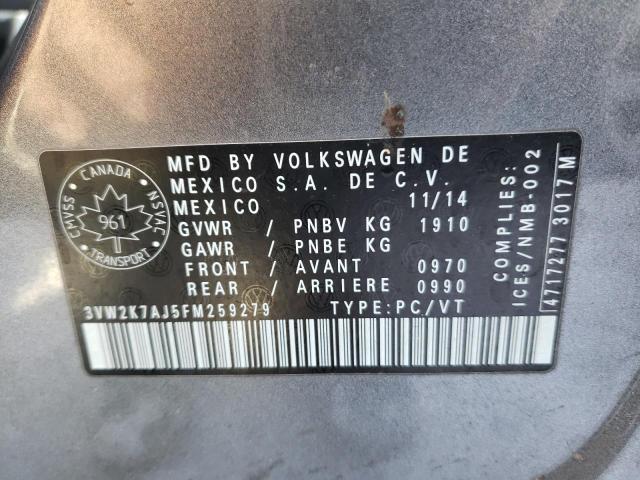 2015 VOLKSWAGEN JETTA BASE 3VW2K7AJ5FM259279