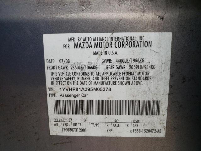 1YVHP81A395M05378 Mazda 6 I 2009. Фото: 9