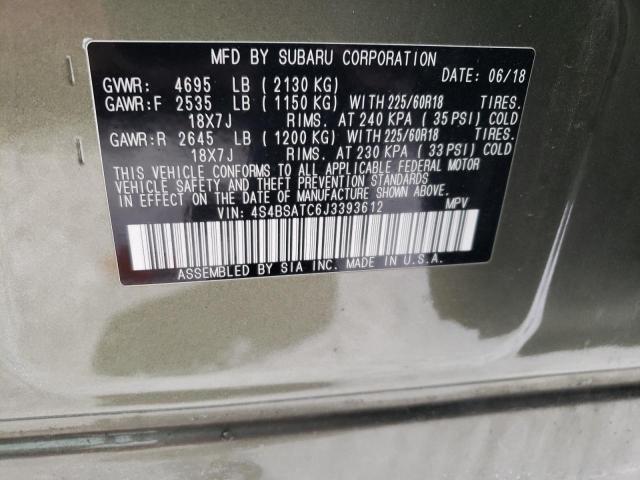 2018 SUBARU OUTBACK TO 4S4BSATC6J3393612