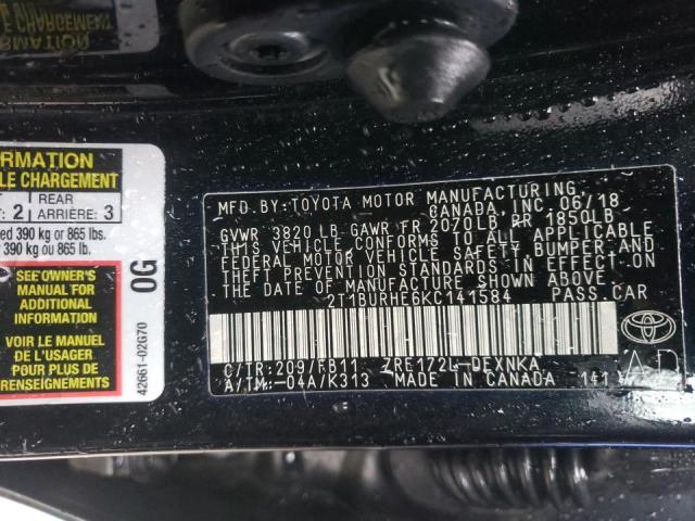 2019 TOYOTA COROLLA L - 2T1BURHE6KC141584