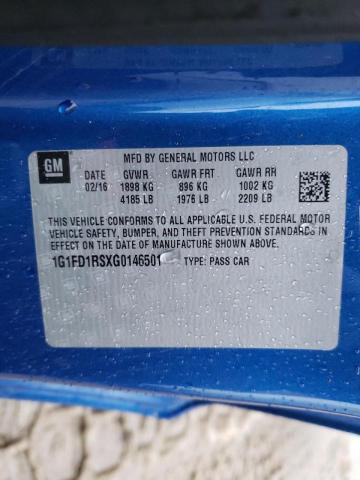 2016 CHEVROLET CAMARO LT 1G1FD1RSXG0146501
