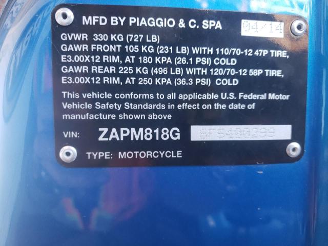 2015 VESPA SPRINT 150 ZAPM818G8F5400299