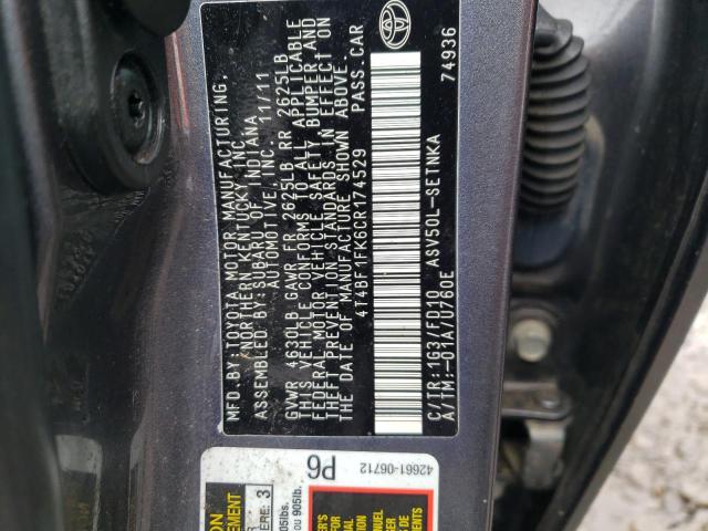 4T4BF1FK6CR174529 Toyota Camry Base 2012. Фото: 9