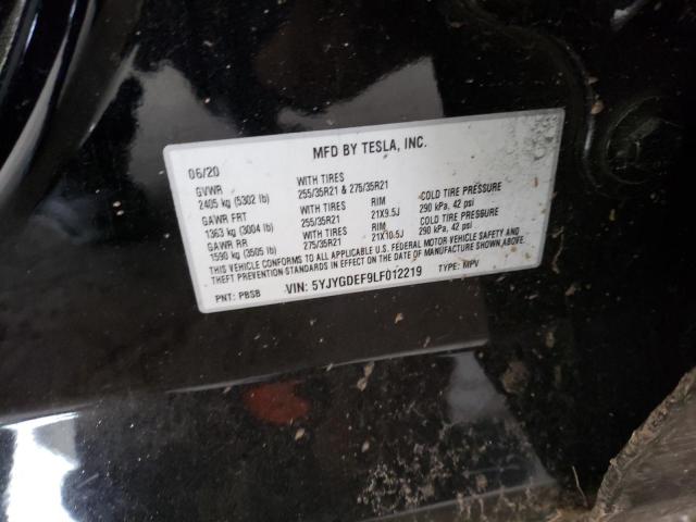 2020 TESLA MODEL Y 5YJYGDEF9LF012219