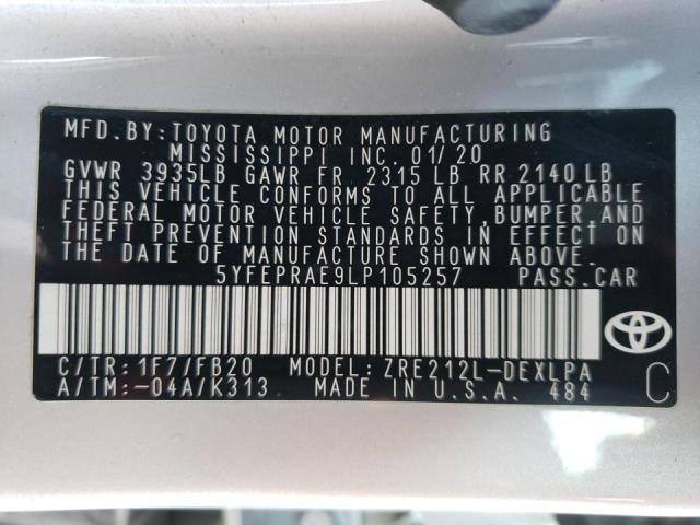 5YFEPRAE9LP105257 Toyota Corolla Le 2020. Фото: 9