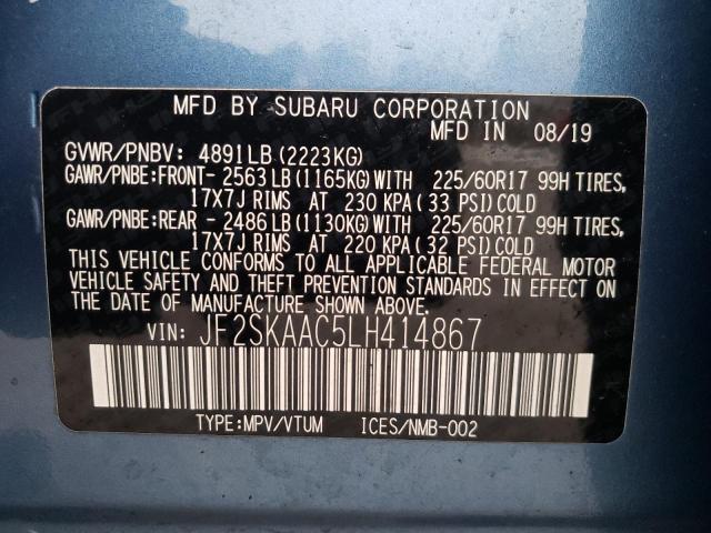 2020 SUBARU FORESTER JF2SKAAC5LH414867
