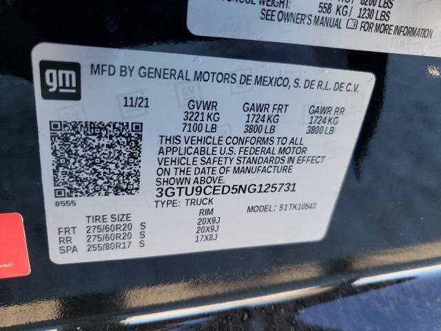 2022 GMC SIERRA 3GTU9CED5NG125731