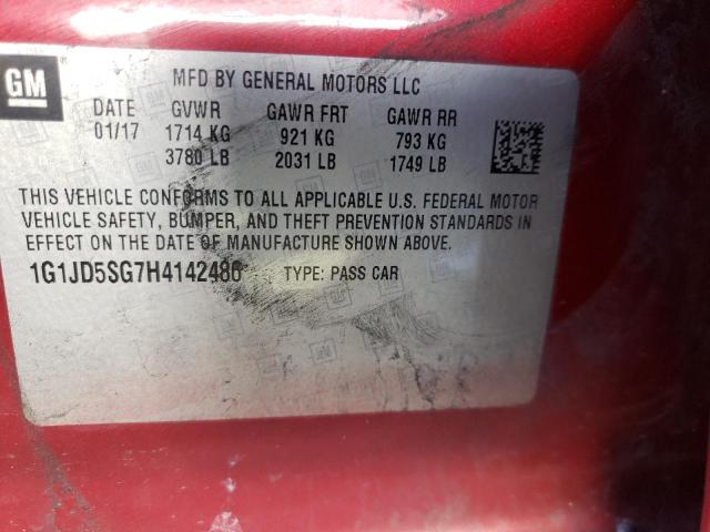 2017 CHEVROLET SONIC LT 1G1JD5SG7H4142486