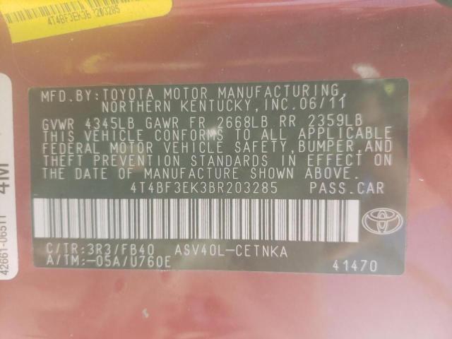 4T4BF3EK3BR203285 Toyota Camry Base 2011. Фото: 9