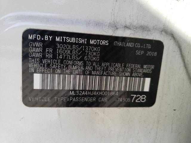 2019 MITSUBISHI MIRAGE SE ML32A4HJ4KH001864