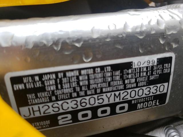 2000 HONDA VTR1000 F JH2SC3605YM200330