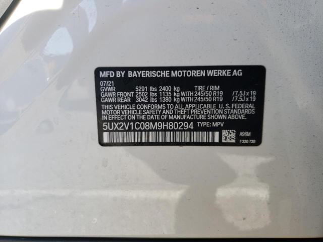 2021 BMW X4 XDRIVE3 5UX2V1C08M9H80294