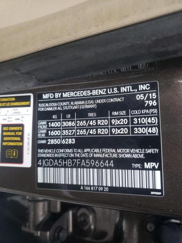 2015 MERCEDES-BENZ ML 350 4MA 4JGDA5HB7FA596644