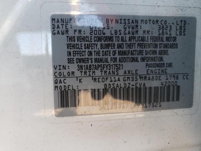 2015 NISSAN SENTRA S - 3N1AB7AP5FY317521