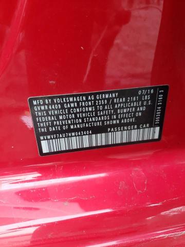 2017 VOLKSWAGEN GOLF R WVWVF7AU7HW043404