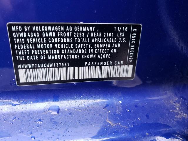 2017 VOLKSWAGEN GOLF R WVWWF7AUXHW137961