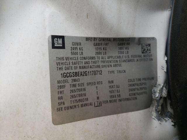 2016 CHEVROLET COLORADO 1GCGSBEA2G1170712