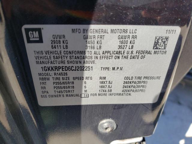 1GKKRPED6CJ202251 Gmc Acadia Sle 2012. Фото: 9