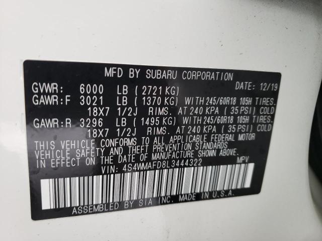 2020 SUBARU ASCENT PRE 4S4WMAFD8L3444322