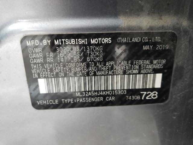 2019 MITSUBISHI MIRAGE LE ML32A5HJ4KH015303