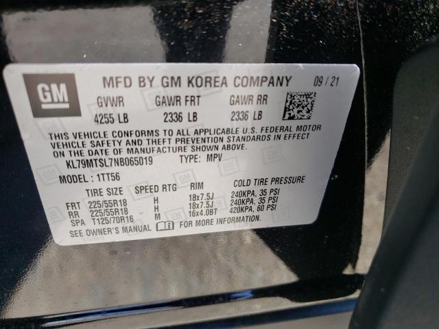 2022 CHEVROLET BLAZER KL79MTSL7NB065019