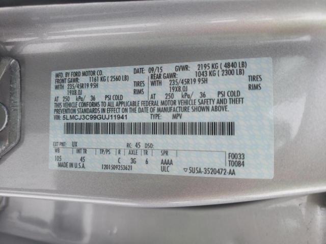 2016 LINCOLN MKC RESERV 5LMCJ3C99GUJ11941