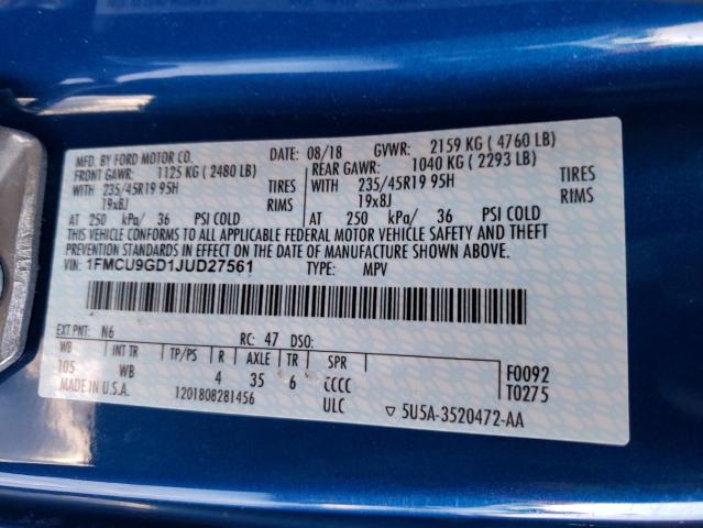 2018 FORD ESCAPE SE - 1FMCU9GD1JUD27561
