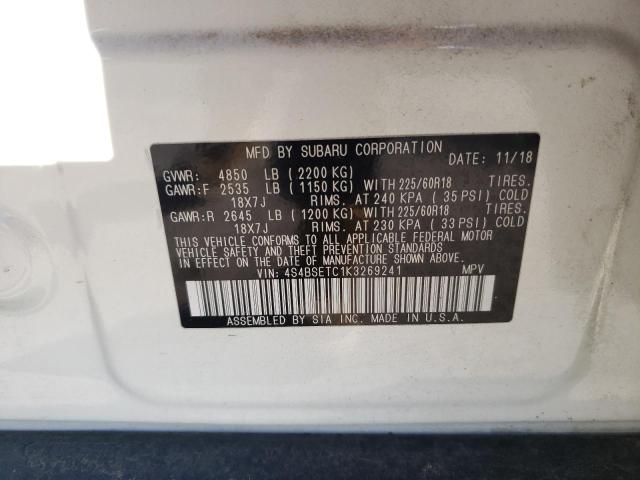 2019 SUBARU OUTBACK TO 4S4BSETC1K3269241