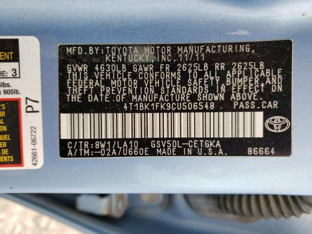 4T1BK1FK9CU506548 Toyota Camry Se 2012. Фото: 9