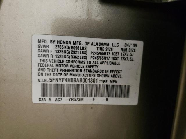 5FNYF4H69AB001801 Honda Pilot Exl 2010. Фото: 9
