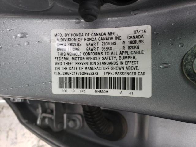 2016 HONDA CIVIC EXL 2HGFC1F75GH652373
