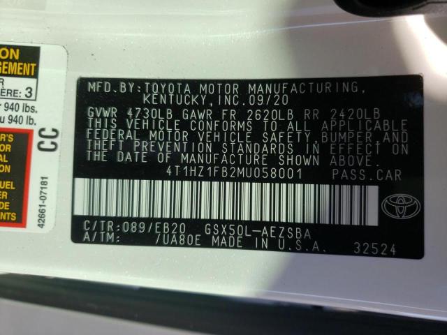 2021 TOYOTA AVALON TOU 4T1HZ1FB2MU058001