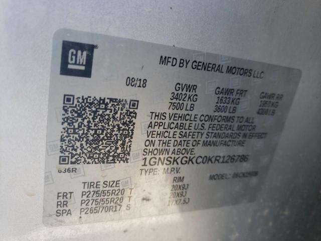 2019 CHEVROLET SUBURBAN K 1GNSKGKC0KR126786