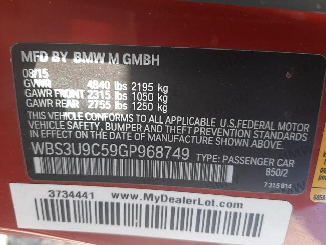 2016 BMW M4 WBS3U9C59GP968749