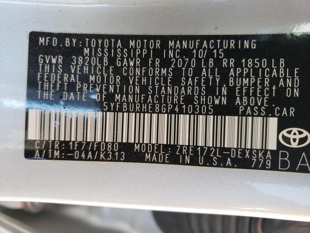 2016 TOYOTA COROLLA L - 5YFBURHE8GP410305