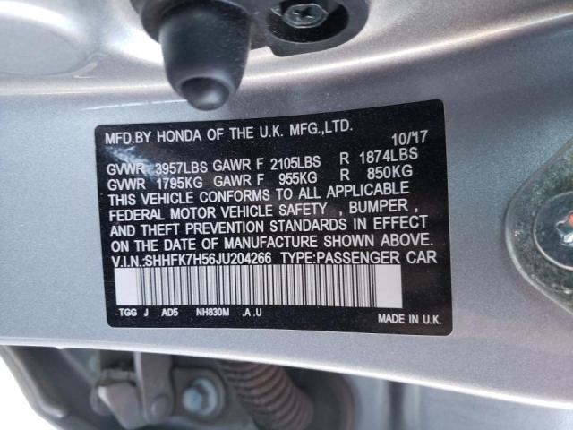 2018 HONDA CIVIC EX SHHFK7H56JU204266