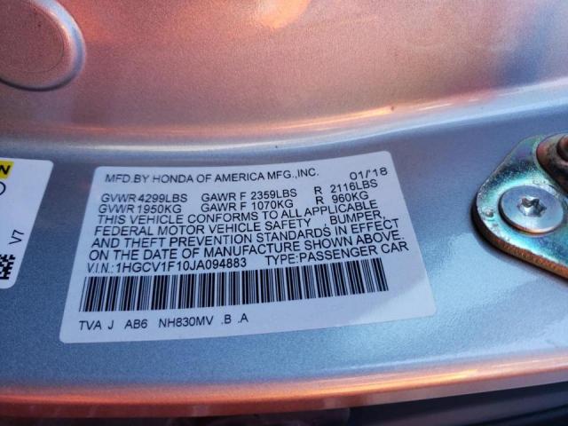 1HGCV1F10JA094883 Honda Accord Lx 2018. Фото: 9