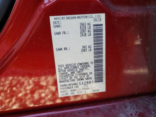 2019 NISSAN ALTIMA PLA 1N4BL4FV4KC112883