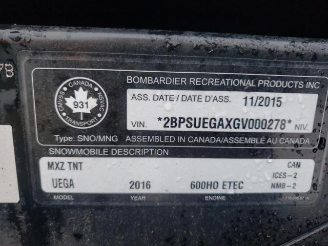 2016 SKI DOO MXZ 2BPSUEGAXGV000278