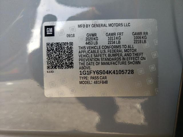 2019 CHEVROLET BOLT EV LT 1G1FY6S04K4105728