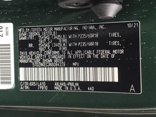 2022 TOYOTA SIENNA LIM 5TDZRKEC3NS084329