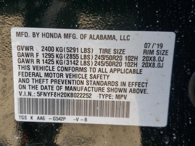 2019 HONDA PASSPORT S 5FNYF8H20KB022252