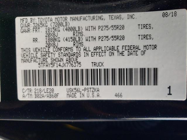 2018 TOYOTA TUNDRA CRE 5TFAY5F14JX776375