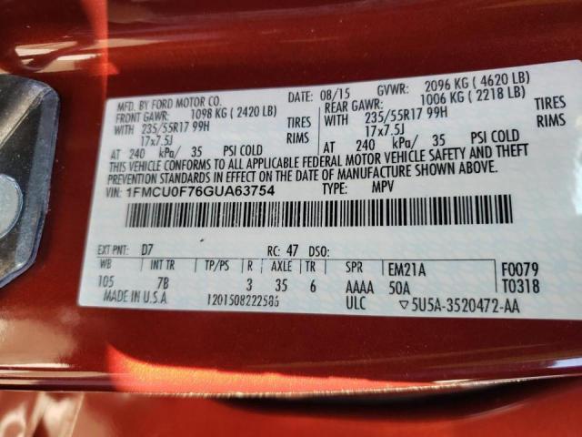 2016 FORD ESCAPE S 1FMCU0F76GUA63754