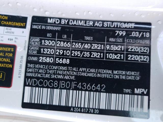 2018 MERCEDES-BENZ GLC 63 4MA WDC0G8JB0JF436642