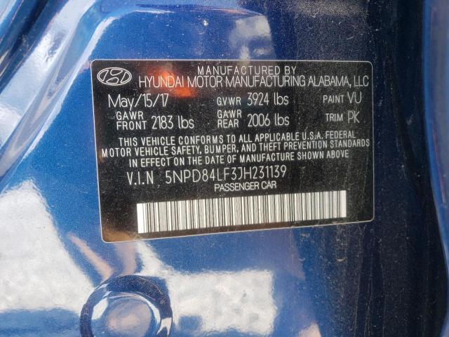 2018 HYUNDAI ELANTRA SE 5NPD84LF3JH231139