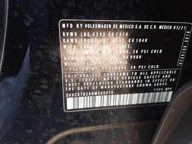 2022 VOLKSWAGEN TAOS S 3VVCX7B28NM000415