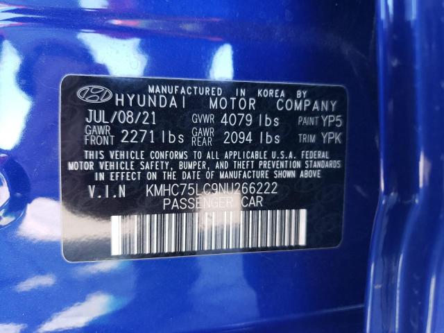 2022 HYUNDAI IONIQ SE KMHC75LC9NU266222